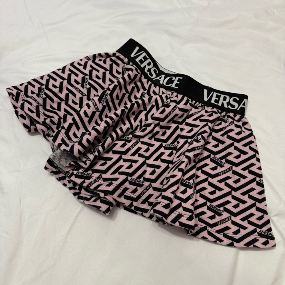 Versace Black and Pink Geometric Skater Skirt